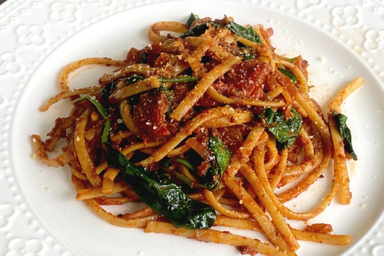 Chorizo Spinach Linguine