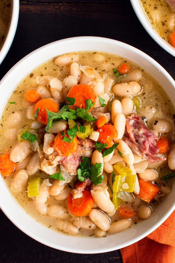 Instant pot ham and cheap bean soup with dry beans