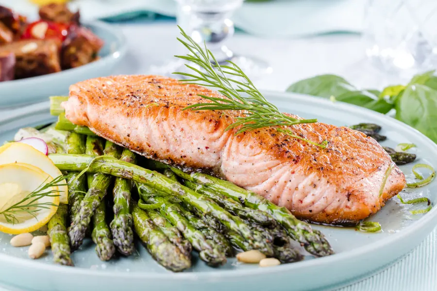 Lemon Pepper Salmon and Asparagus Recipe Baked On A Sheet Pan