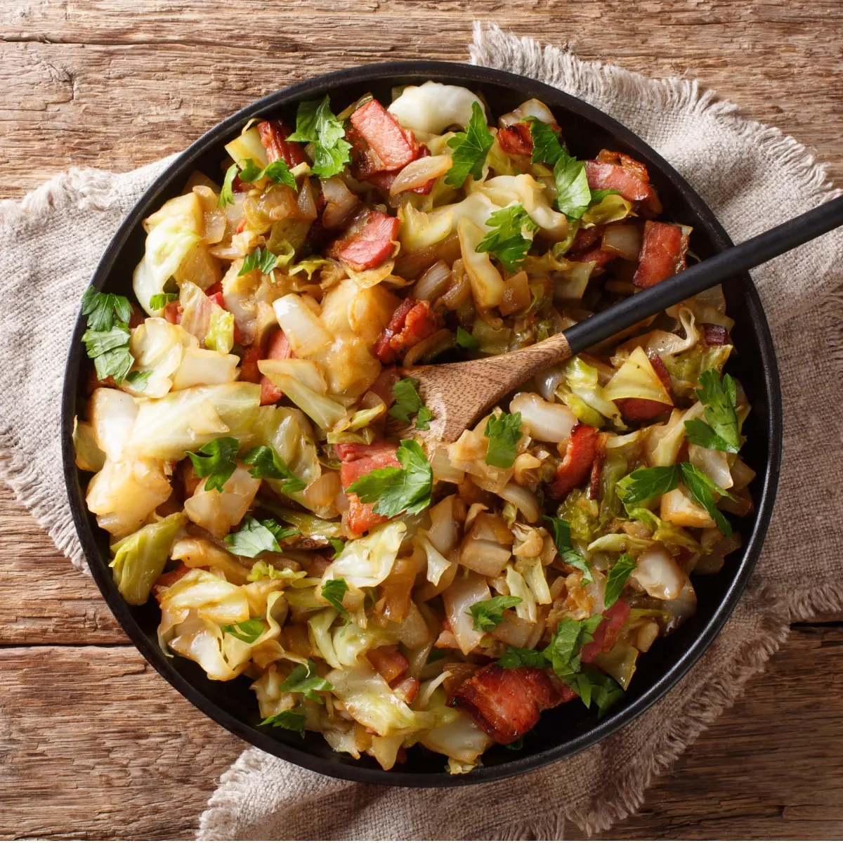 Fried corned beef and cabbage