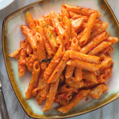 Healthy Penne Alla Vodka With Chicken - Italian Pasta Recipe - Erin Lives  Whole