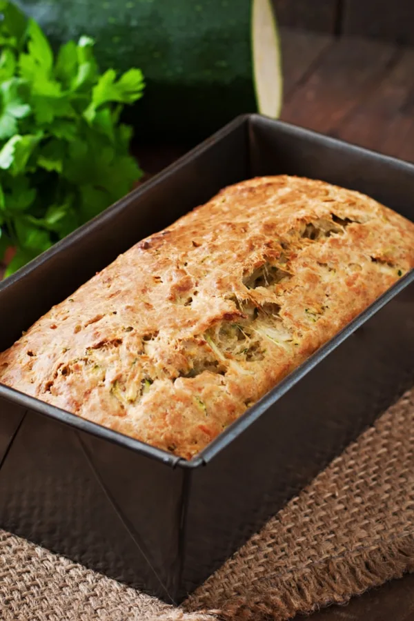 baked bread in loaf pan 