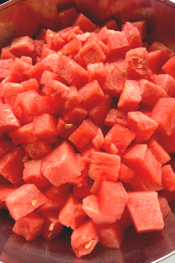 cubed watermelon for a picnic side dish