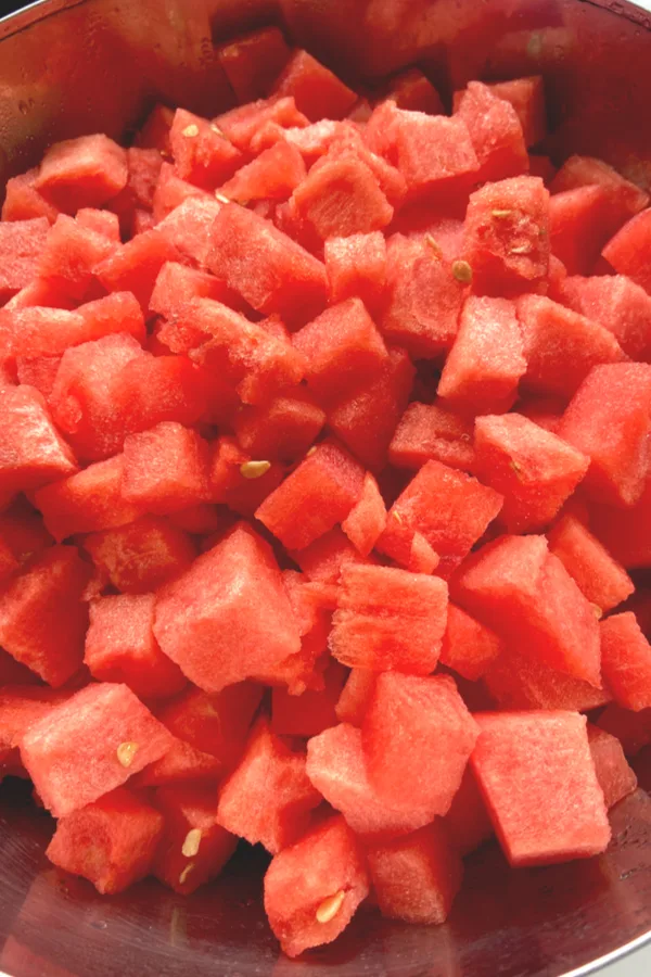 cubed watermelon for a picnic side dish