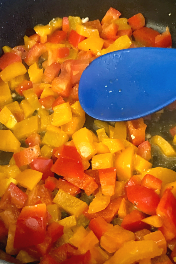bell peppers in skillet 