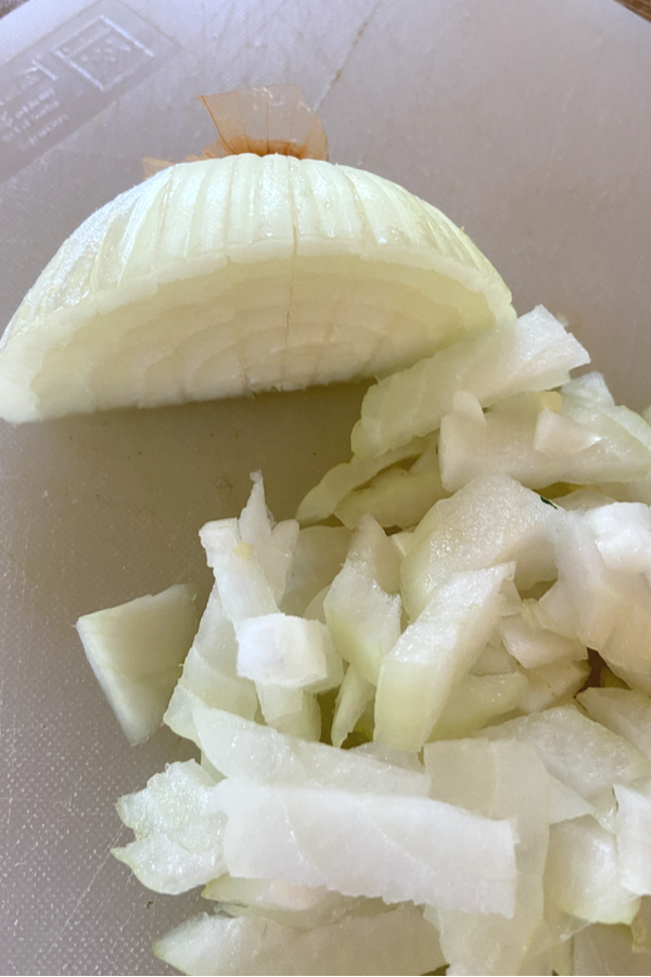 dicing an onion 