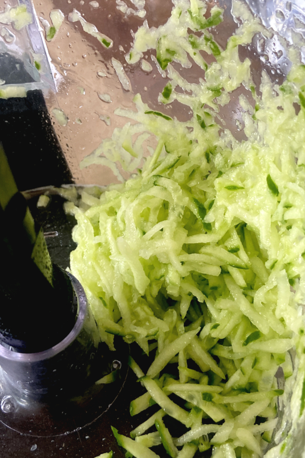 shredded cucumber in food processor 