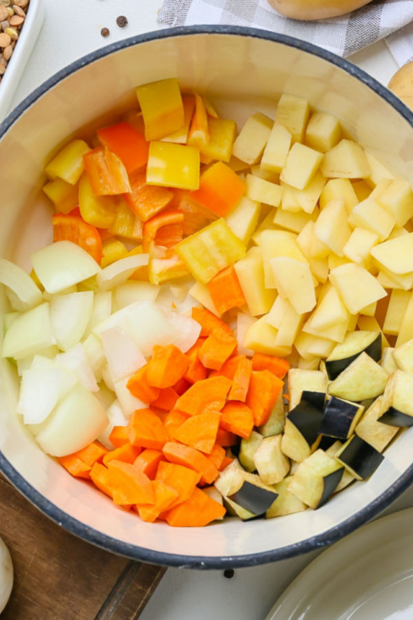 vegetables cut for stew
