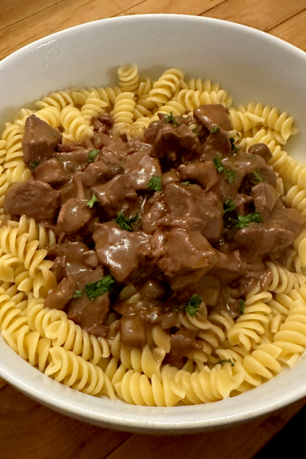 Beef tips and noodles 