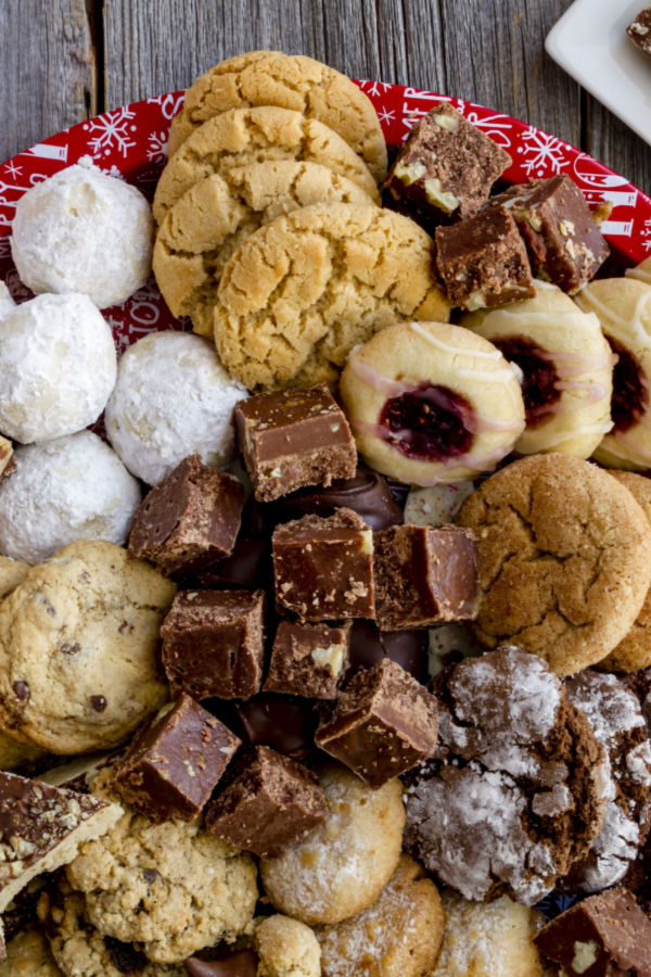 Christmas cookie tray recipes fill a plate 