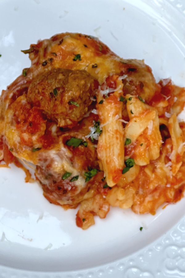 Cheesy Meatball Casserole On Plate Make Your Meals