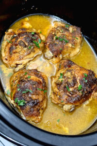 Crock Pot Lemon Garlic Chicken Thighs - A Cheap Low Carb Meal