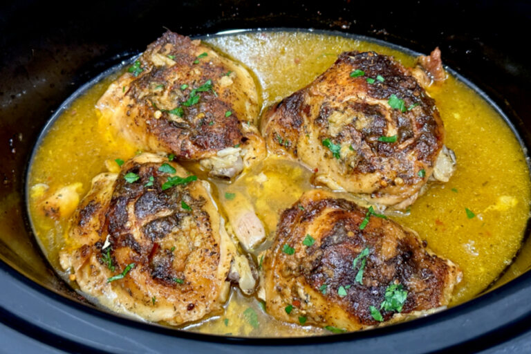 Crock Pot Lemon Garlic Chicken Thighs A Cheap Low Carb Meal