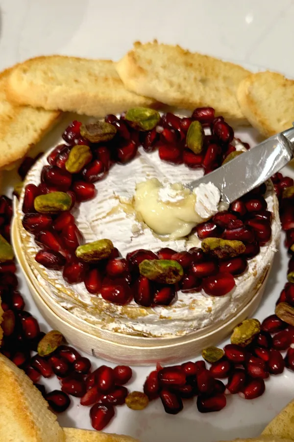 Baked Camembert with Pomegranate and Pistachios