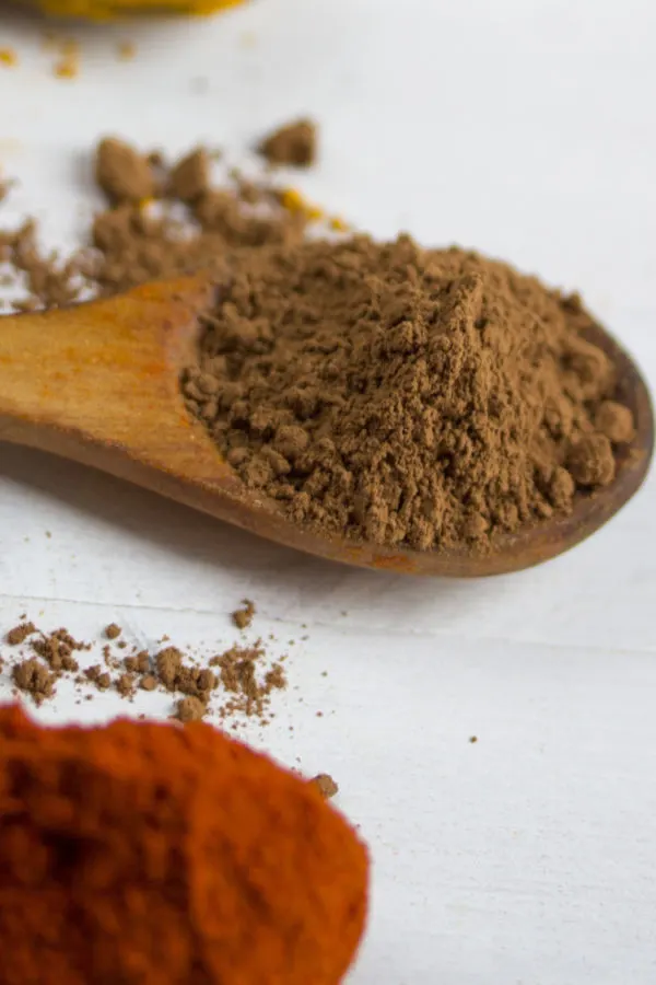 chili spices on wooden spoon