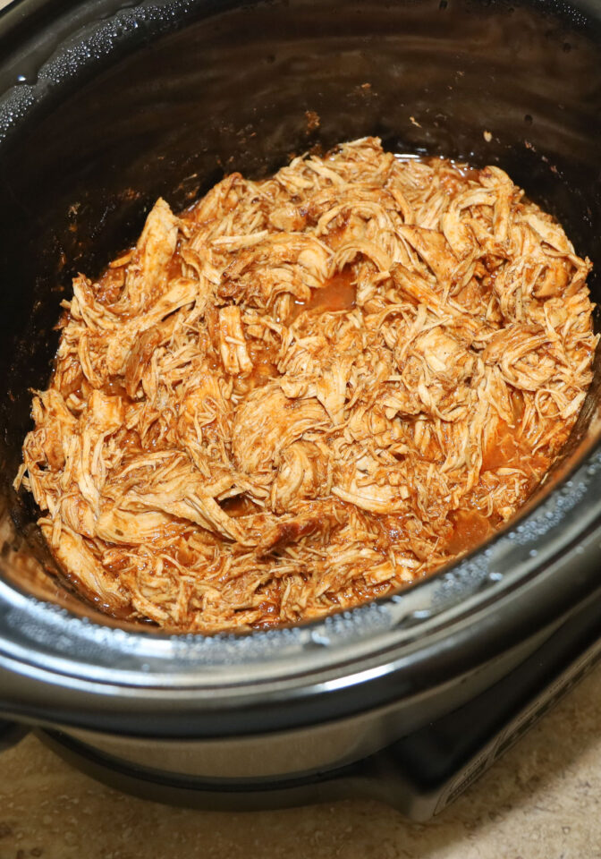 Easy Crock Pot Chicken Breast Freezer Meals   Shredded Chicken In Crock Pot 2 672x960 