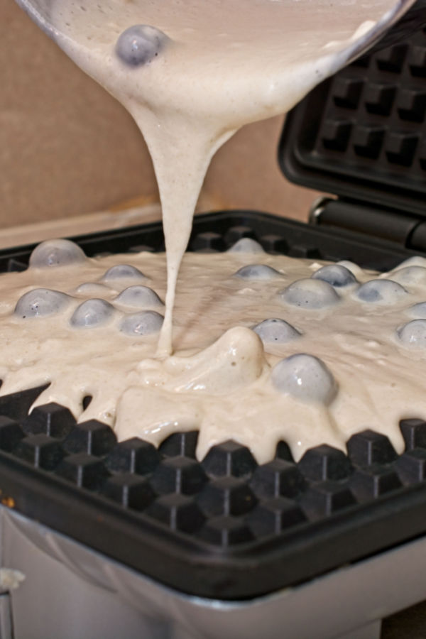batter in waffle iron