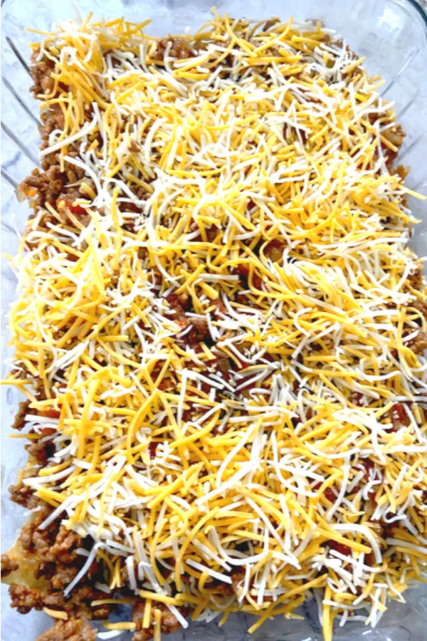 shredded Mexican cheese over ground beef