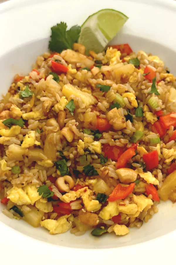 pineapple fried rice in bowl