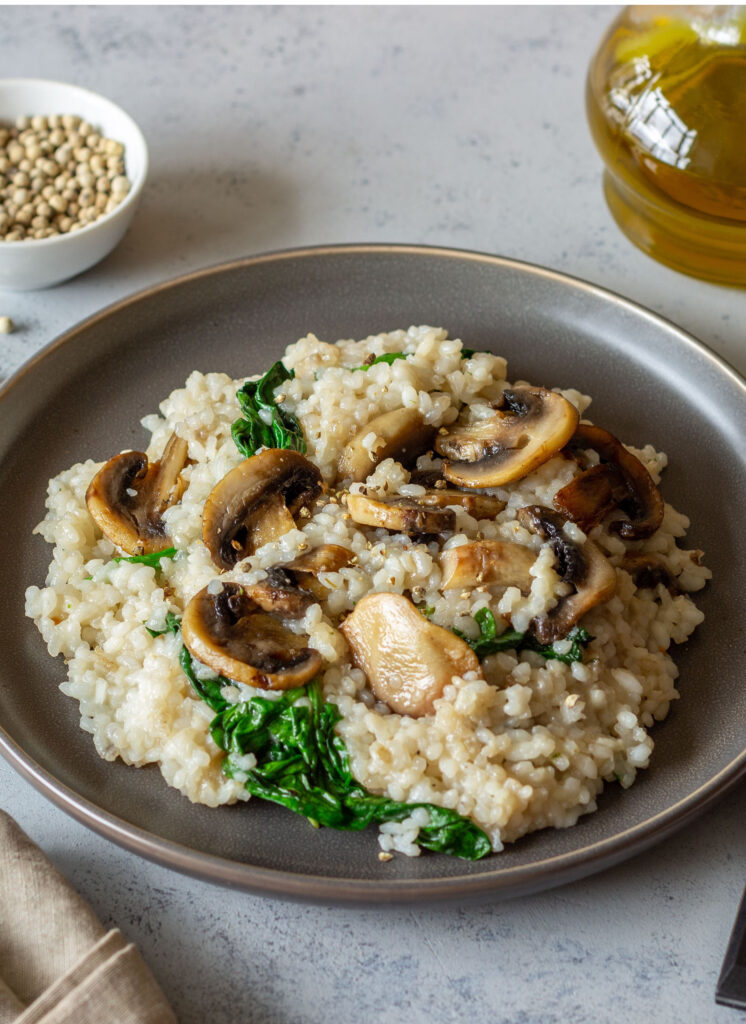 mushroom and spinach risotto