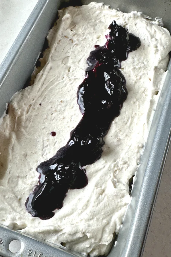 blueberry layer on ice cream
