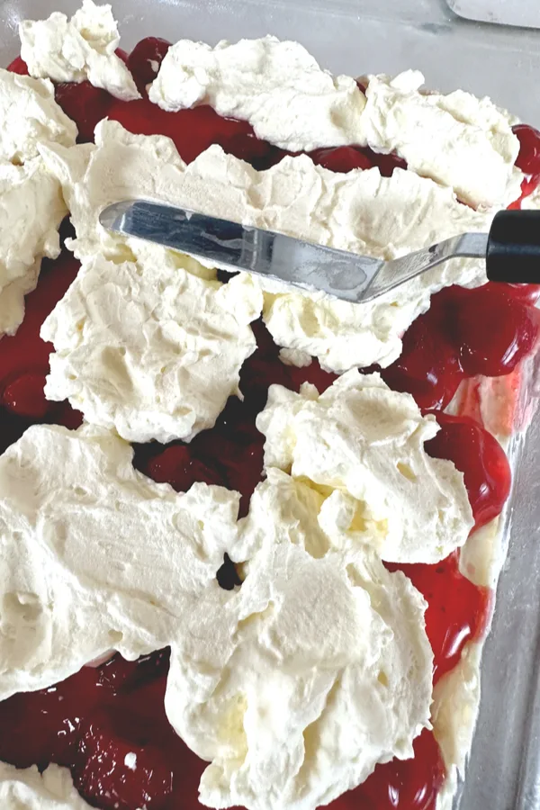 whipped cream over top of pie filling 