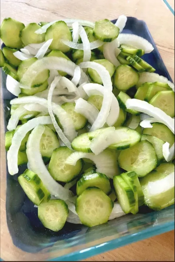 Sliced Cucumbers and Onions