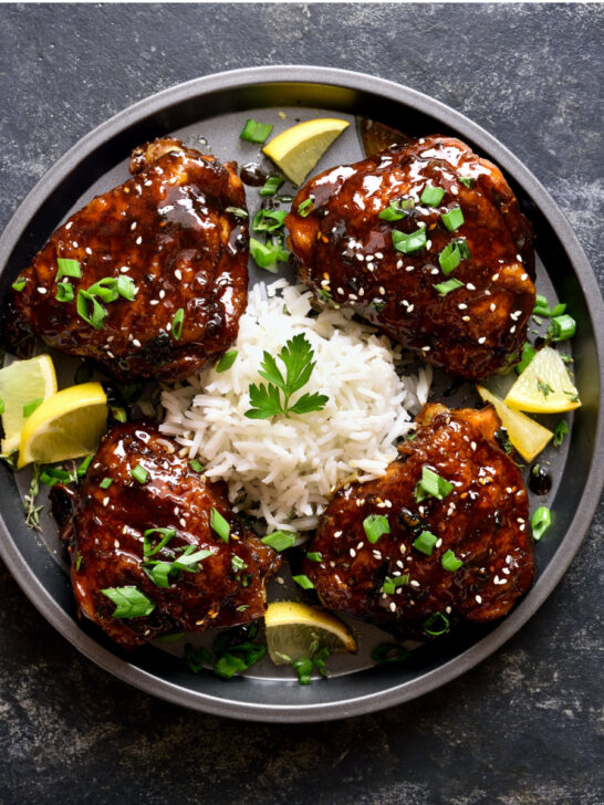 honey garlic chicken thighs and rice made in crock pot