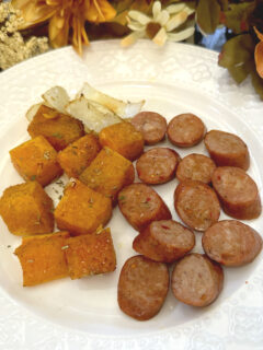 sheet pan sausage and sweet potatoes