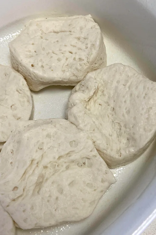 refrigerator biscuits in a baking dish