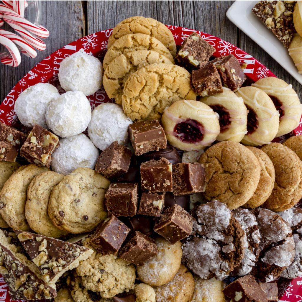 Christmas Cookie recipes on a tray