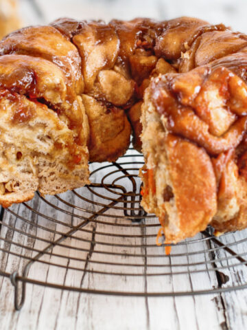 Monkey Bread on a cooling rack.