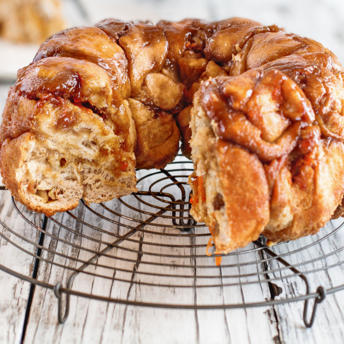 Monkey Bread on a cooling rack.