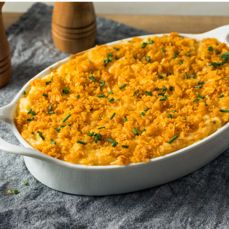 hash brown potato casserole in baking dish