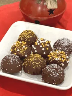 mint oreo truffle balls on a plate