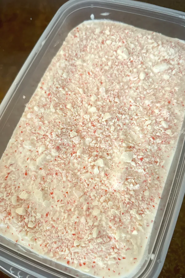peppermint ice cream in a loaf pan 