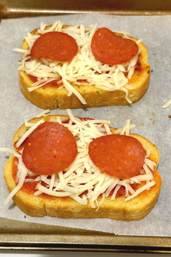 pepperoni and cheese on bread