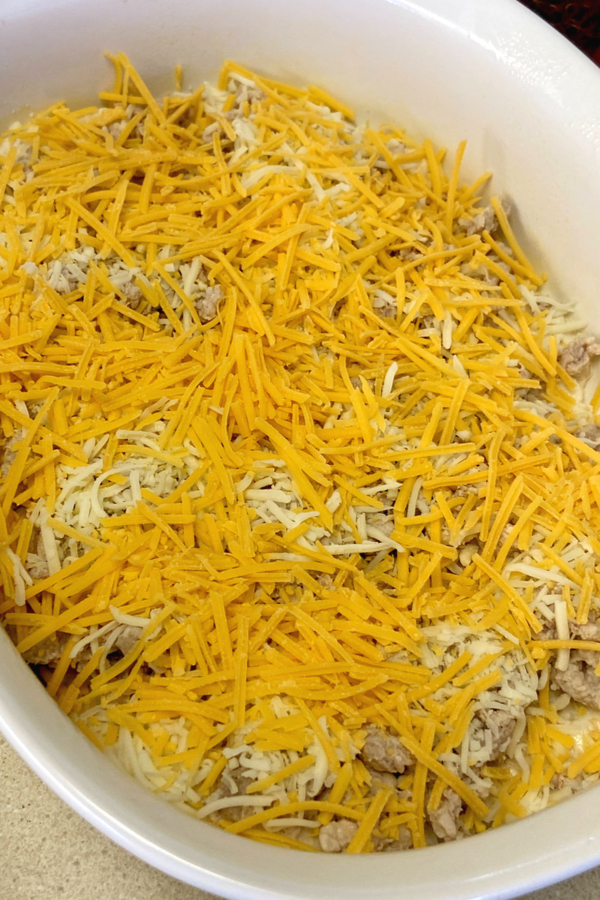 shredded cheese on casserole 