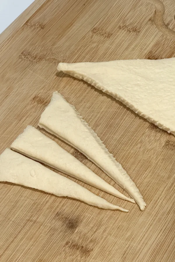 crescent roll dough cut into 3 
