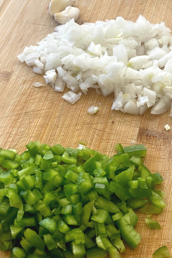 diced onions and green peppers