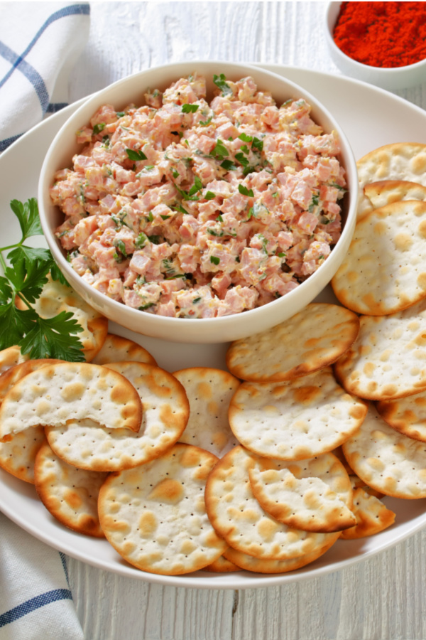 ham salad spread served with crackers