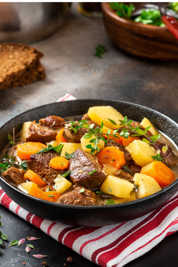 Irish beef stew in bowl