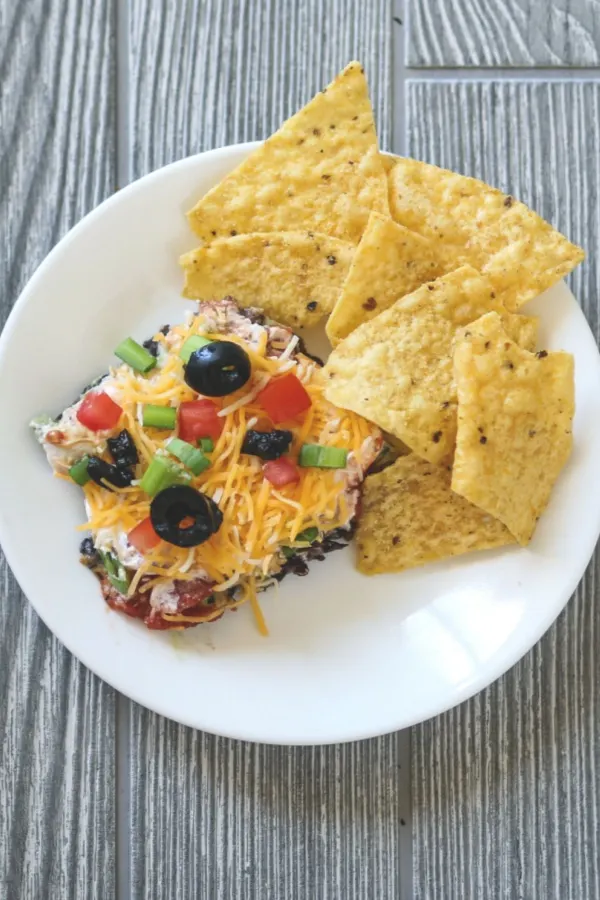 7 Layer Mexican Dip and chips