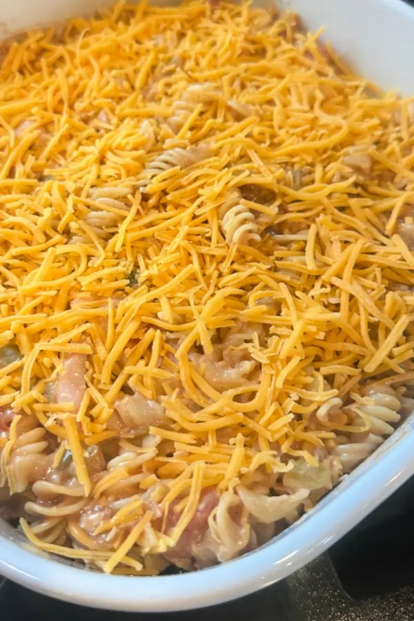 cheese on top of barbecue bacon ranch casserole 