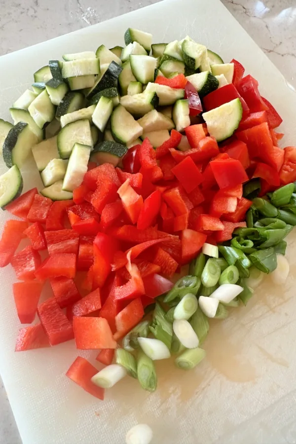 vegetables chopped on cutting board