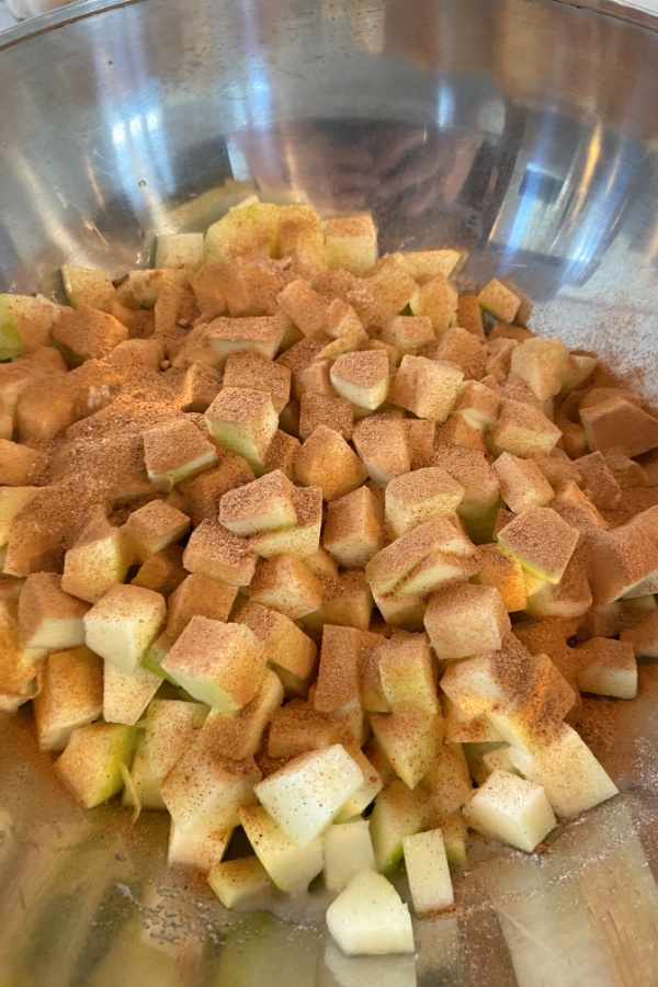 cinnamon on diced zucchini