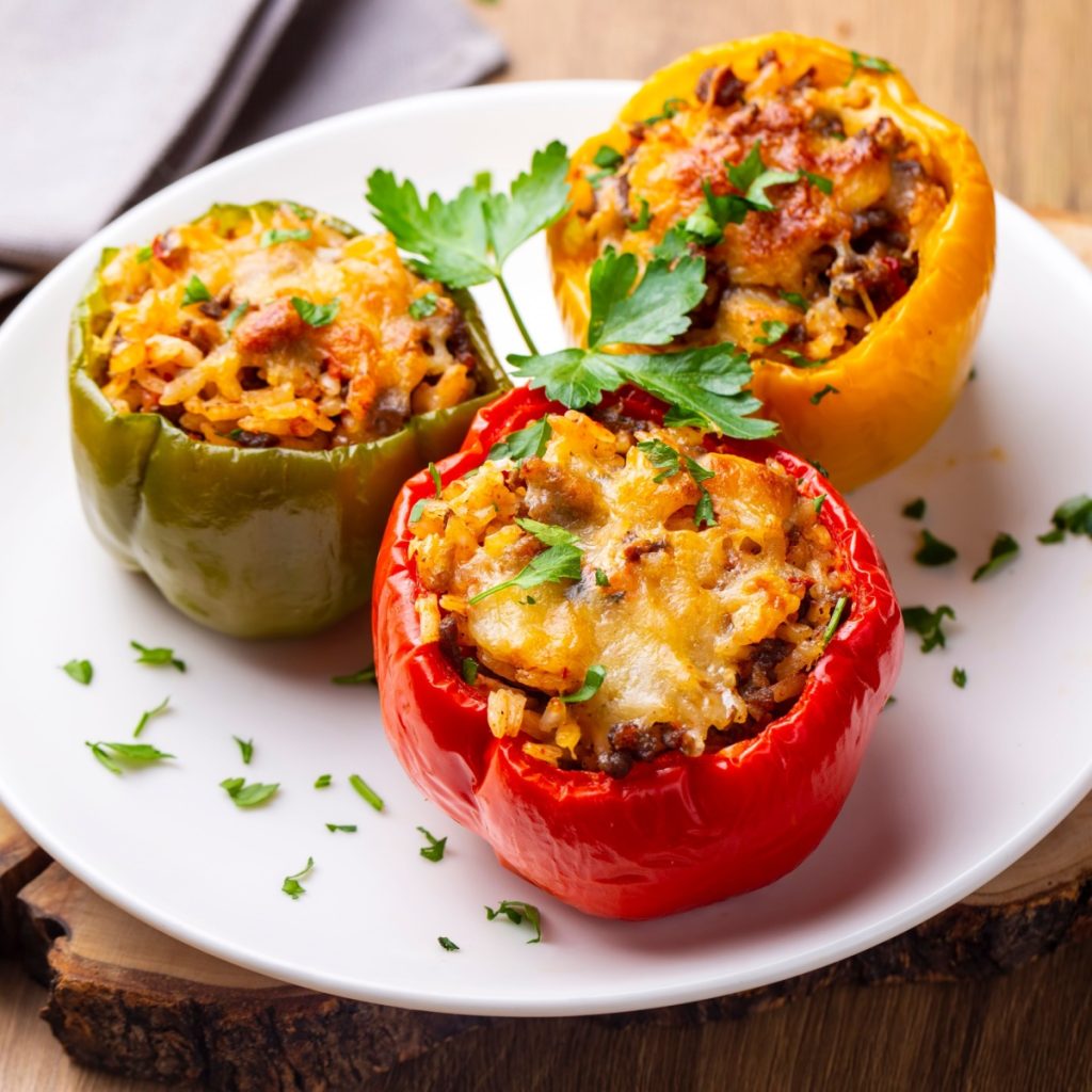 best stuffed peppers on white plate