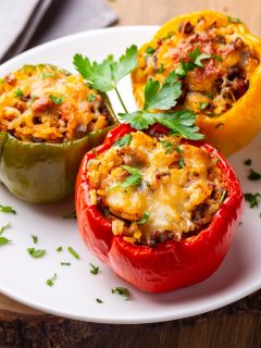 best stuffed peppers on white plate