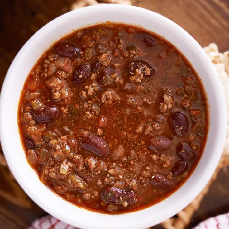 bowl of crock pot chili