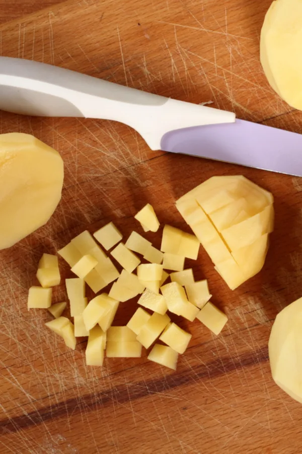 peeled and diced potatoes